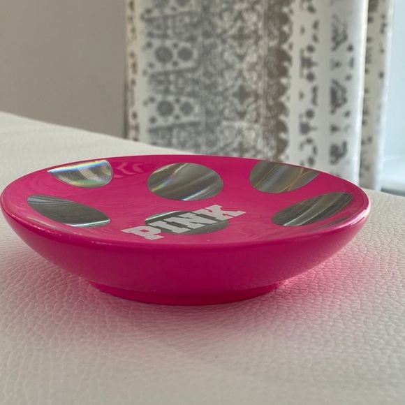 Victoria's Secret Pink Pink and Silver Polka Dot Collectible Jewelry Dish/Holder - Picture 2 of 4